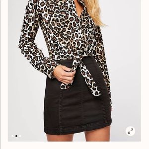 FREE PEOPLE black denim pencil skirt